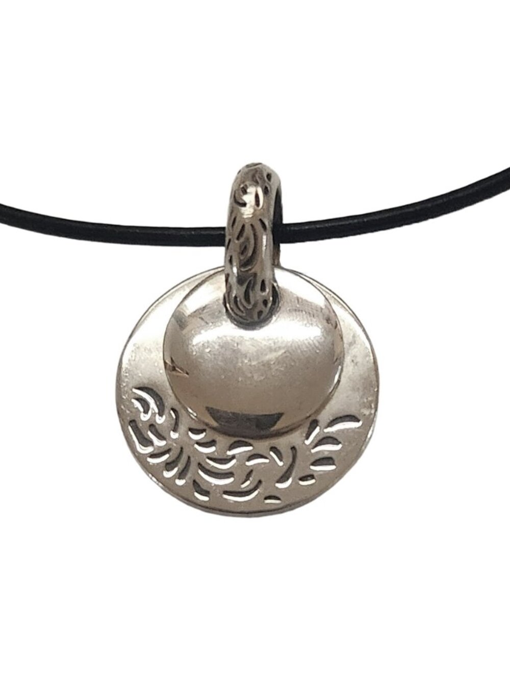 Vintage Silpada S0959 Sterling Silver Double Disc Pendant Necklace